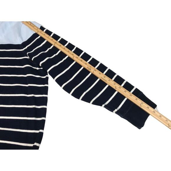 Lands End Sweater Mens Size 4XL Bedford Rib 1/4 Zip Blue Stripe 100% Cotton - Picture 11 of 12